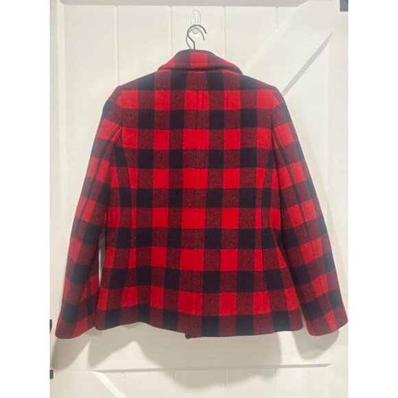 J.Crew Vintage Y2K Women's Buffalo Plaid Wool Peacoat in Red and Navy Blue - Picture 4 of 6